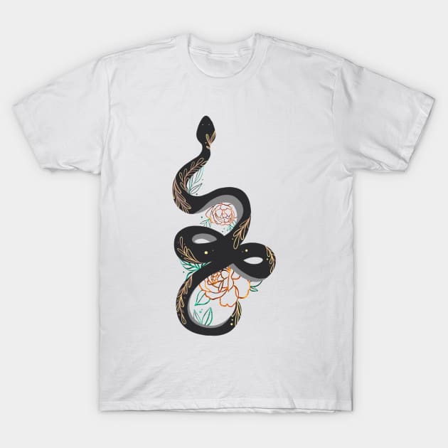 snake and peonies T-Shirt by ales888